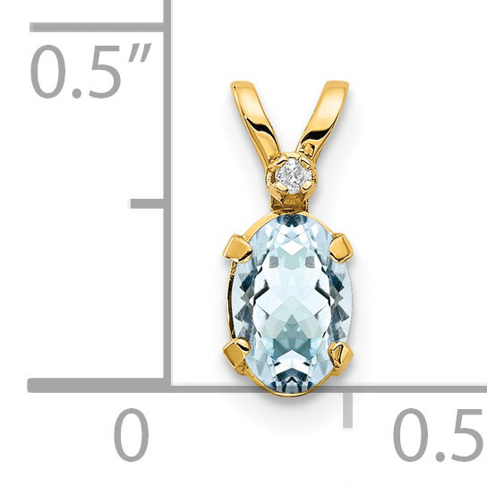 14k Diamond & Aquamarine Birthstone Pendant-XBE158