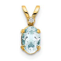 14k Diamond & Aquamarine Birthstone Pendant-XBE158