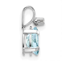 14K White Gold Diamond and Aquamarine Birthstone Pendant-XBE158W