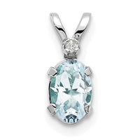 14K White Gold Diamond and Aquamarine Birthstone Pendant-XBE158W