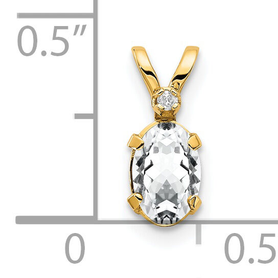 14k Diamond & White Topaz Birthstone Pendant-XBE159