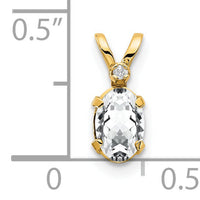 14k Diamond & White Topaz Birthstone Pendant-XBE159