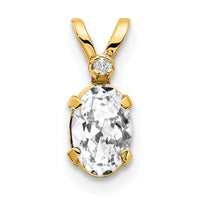 14k Diamond & White Topaz Birthstone Pendant-XBE159