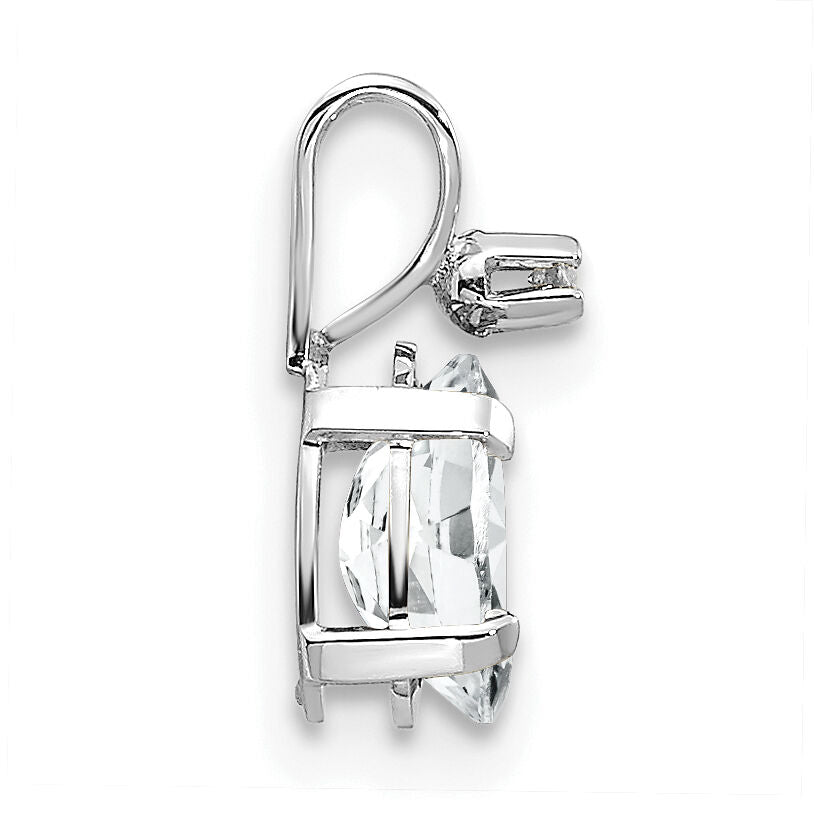 14K White Gold Diamond and White Topaz Birthstone Pendant-XBE159W
