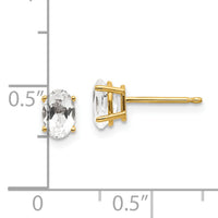 14k 6x4 Oval April/White Topaz Post Earrings-XBE16
