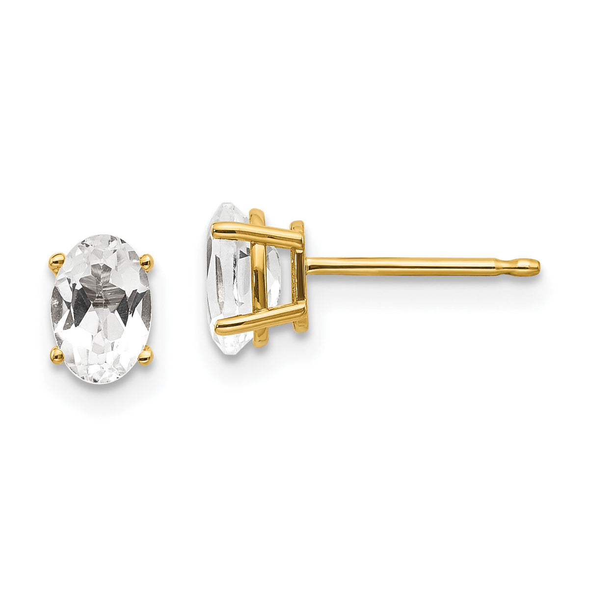 14k 6x4 Oval April/White Topaz Post Earrings-XBE16