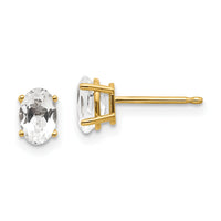 14k 6x4 Oval April/White Topaz Post Earrings-XBE16