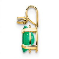 14k Diamond & Emerald Birthstone Pendant-XBE160