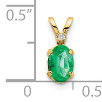 14k Diamond & Emerald Birthstone Pendant-XBE160