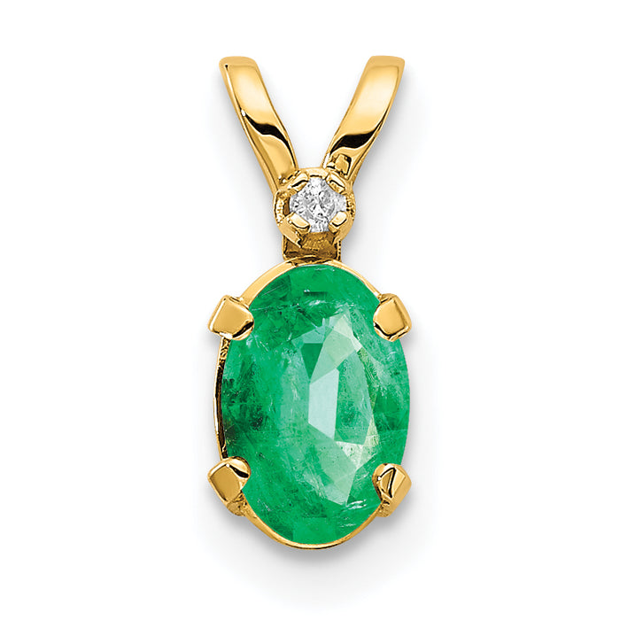 14k Diamond & Emerald Birthstone Pendant-XBE160