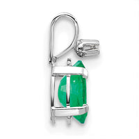 14K White Gold Diamond and Emerald Birthstone Pendant-XBE160W