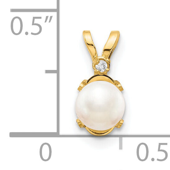 14k Diamond & FW Cultured Pearl Birthstone Pendant-XBE161