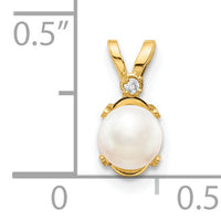 14k Diamond & FW Cultured Pearl Birthstone Pendant-XBE161