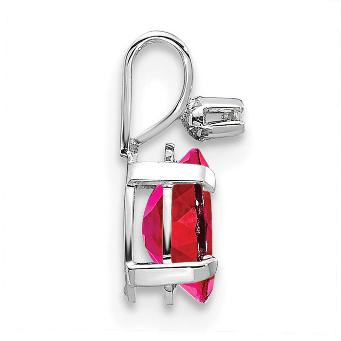14K White Gold Diamond and Ruby Birthstone Pendant-XBE162W