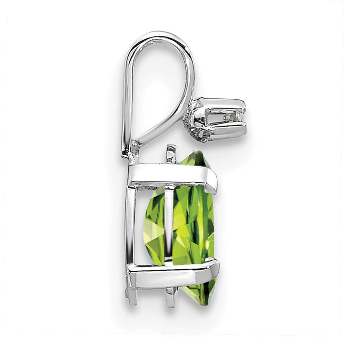 14K White Gold Diamond and Peridot Birthstone Pendant-XBE163W