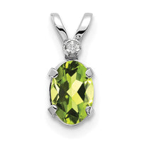14K White Gold Diamond and Peridot Birthstone Pendant-XBE163W