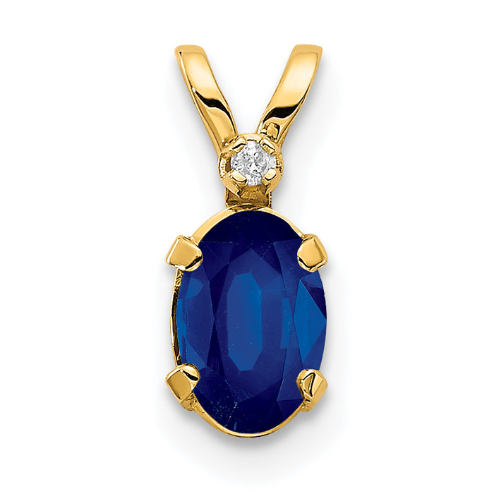 14k Diamond & Sapphire Birthstone Pendant-XBE164