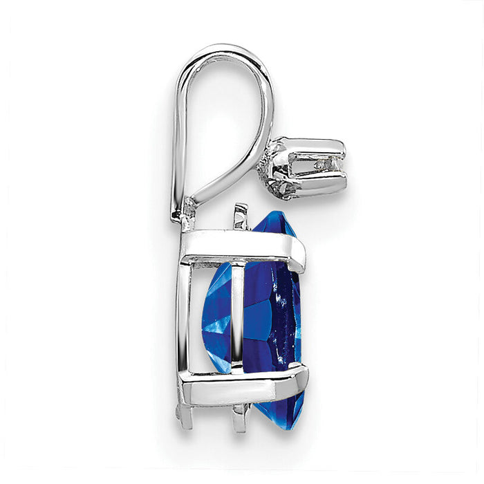 14K White Gold Diamond and Sapphire Birthstone Pendant-XBE164W