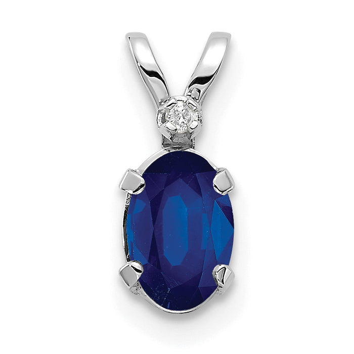 14K White Gold Diamond and Sapphire Birthstone Pendant-XBE164W