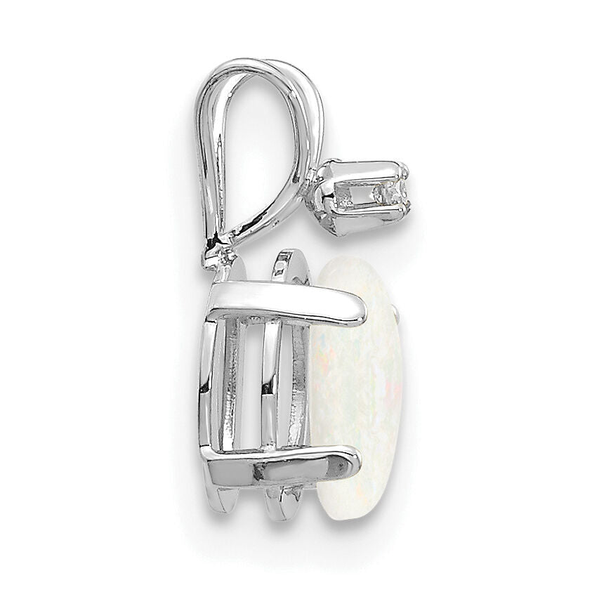 14K White Gold Diamond and Opal Birthstone Pendant-XBE165W