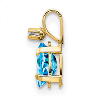 14k Diamond & Blue Topaz Birthstone Pendant-XBE167