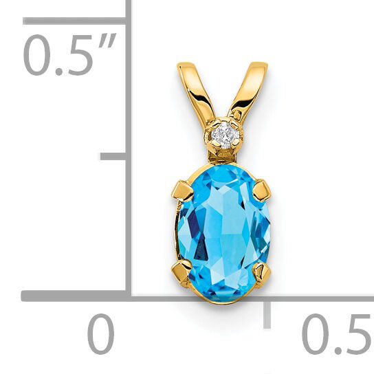 14k Diamond & Blue Topaz Birthstone Pendant-XBE167