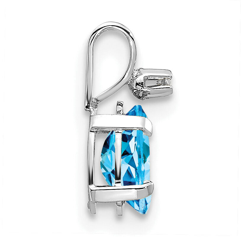 14K White Gold Diamond and Blue Topaz Birthstone Pendant-XBE167W