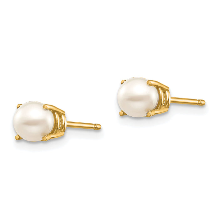 14k 4.5mm Round June/FW Cultured Pearl Post Earrings-XBE18