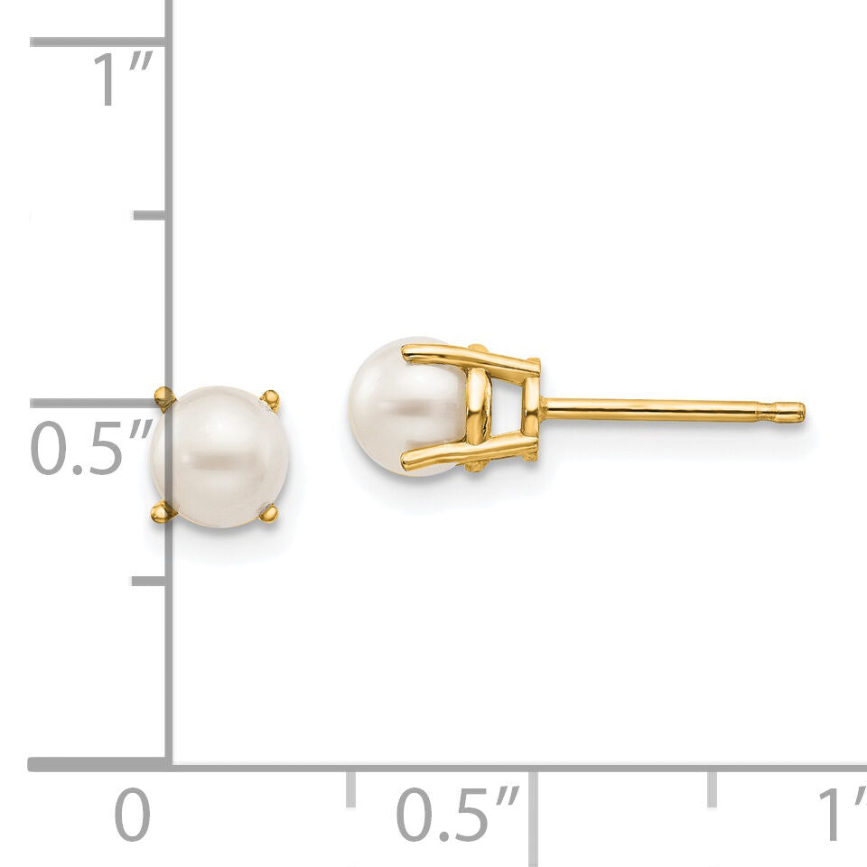 14k 4.5mm Round June/FW Cultured Pearl Post Earrings-XBE18