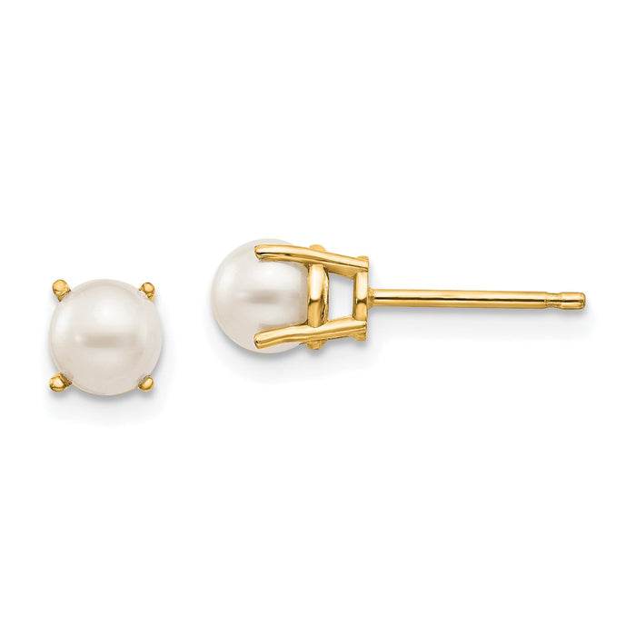 14k 4.5mm Round June/FW Cultured Pearl Post Earrings-XBE18
