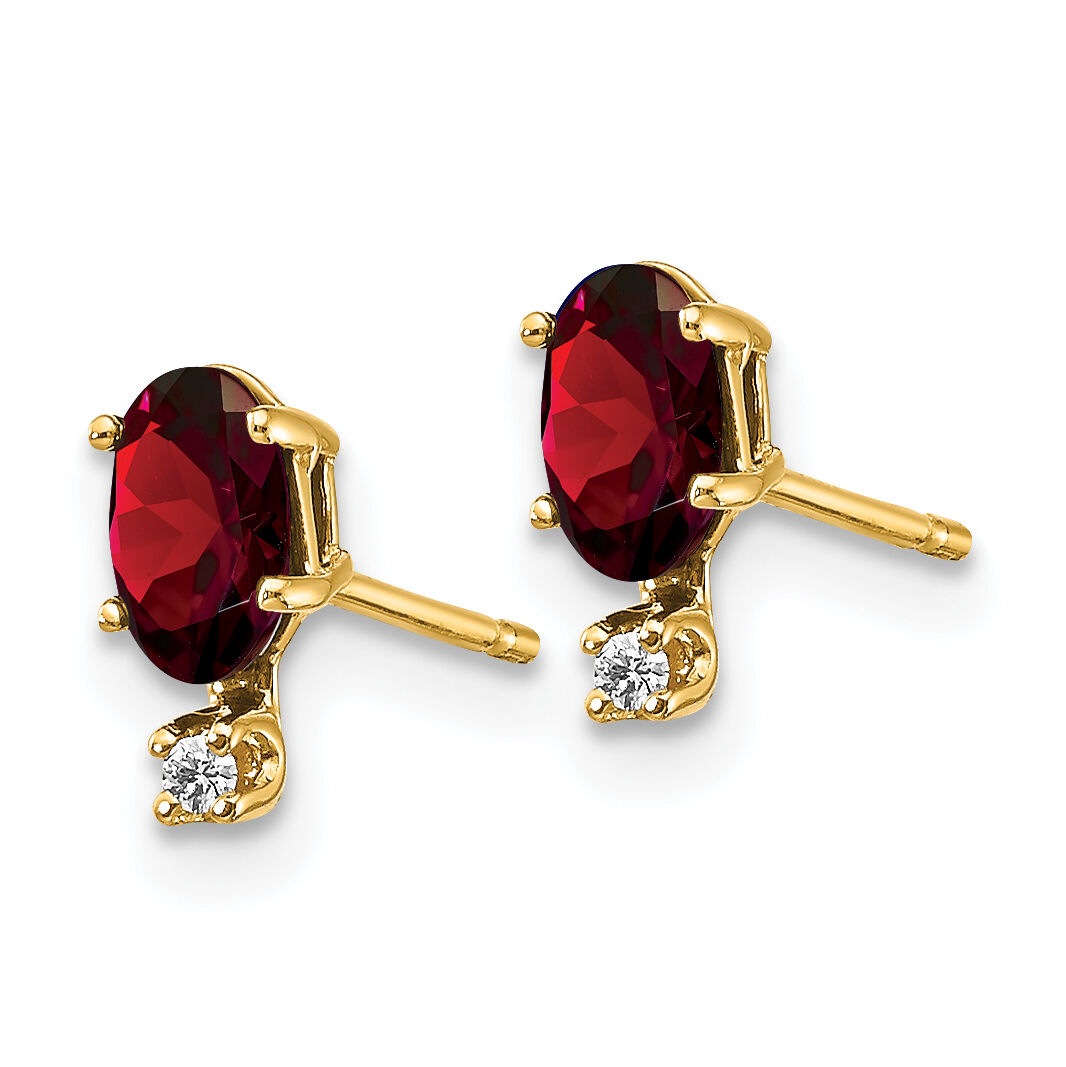 14k Diamond & Garnet Birthstone Earrings-XBE180