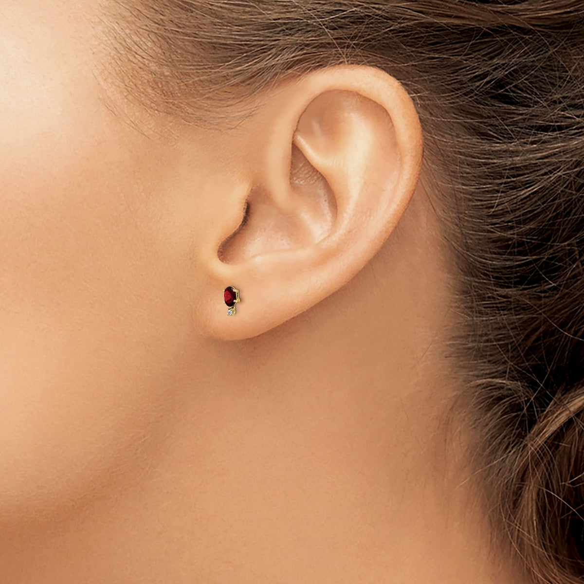 14k Diamond & Garnet Birthstone Earrings-XBE180