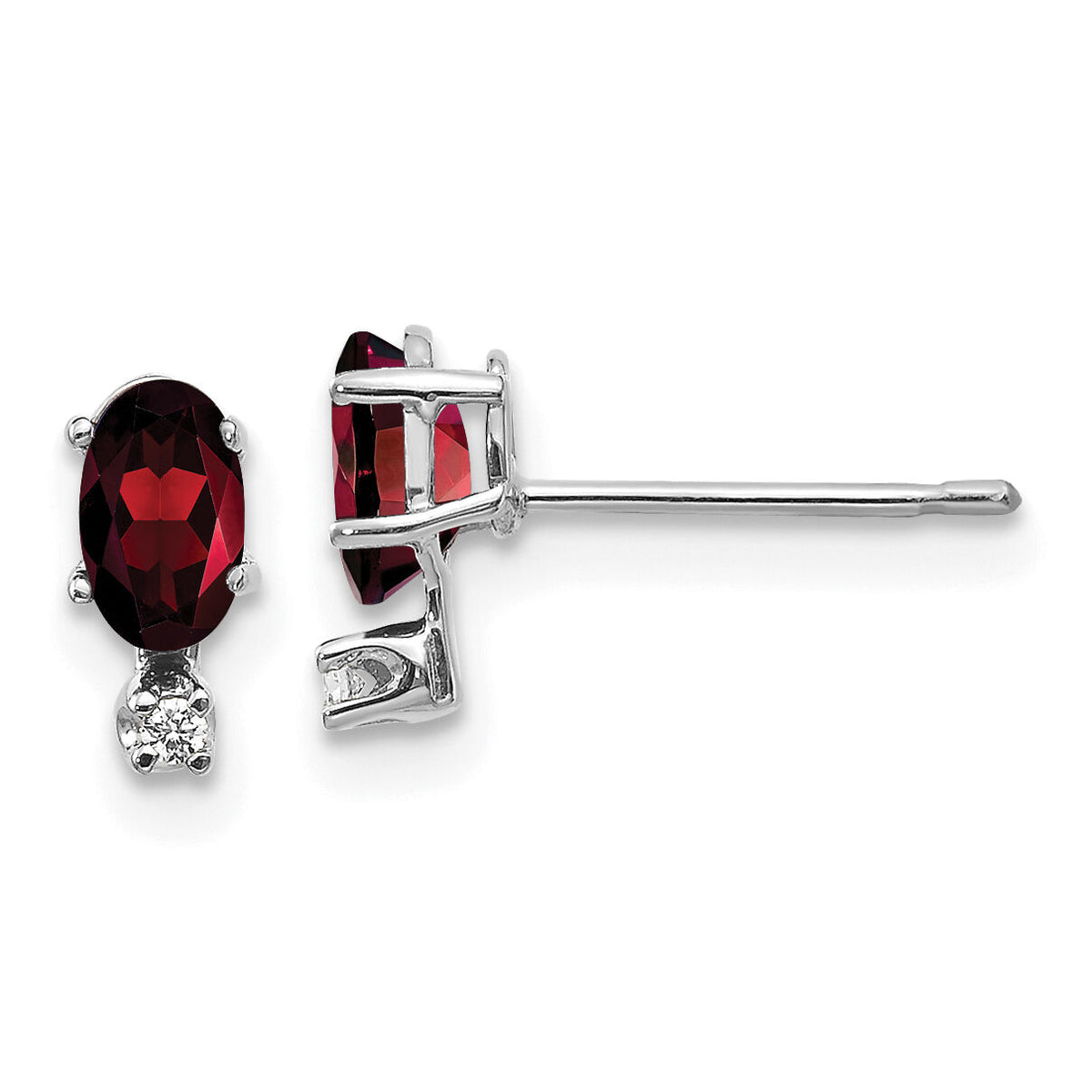 14K White Gold Diamond and Garnet Birthstone Earrings-XBE180W