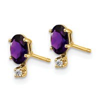 14k Diamond & Amethyst Birthstone Earrings-XBE181