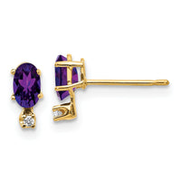 14k Diamond & Amethyst Birthstone Earrings-XBE181