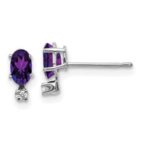 14K White Gold Diamond and Amethyst Birthstone Earrings-XBE181W