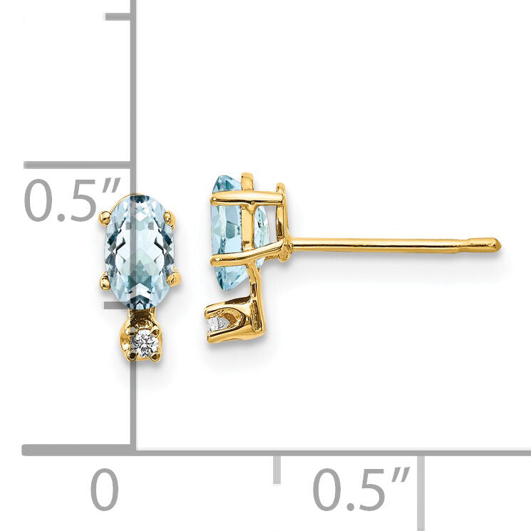 14k Diamond & Aquamarine Birthstone Earrings-XBE182