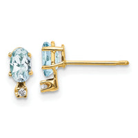 14k Diamond & Aquamarine Birthstone Earrings-XBE182