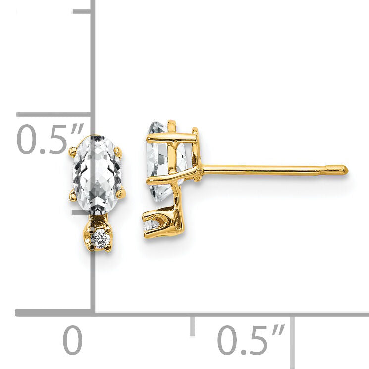 14k Diamond & White Topaz Birthstone Earrings-XBE183