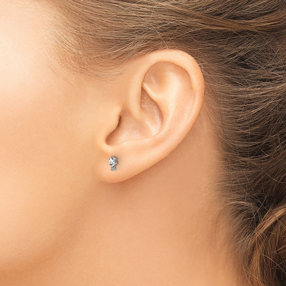 14K White Gold Diamond and White Topaz Birthstone Earrings-XBE183W
