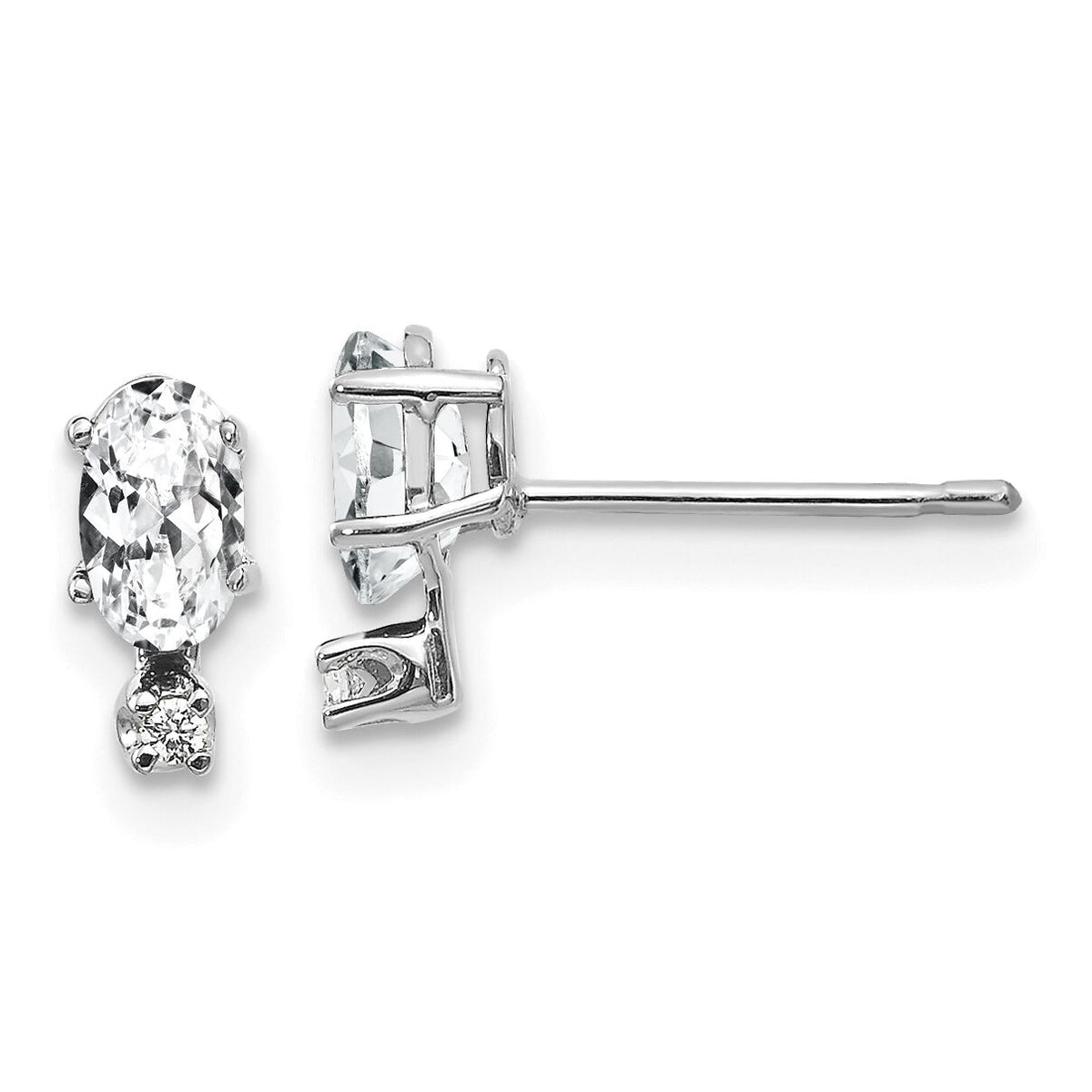 14K White Gold Diamond and White Topaz Birthstone Earrings-XBE183W