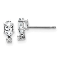 14K White Gold Diamond and White Topaz Birthstone Earrings-XBE183W