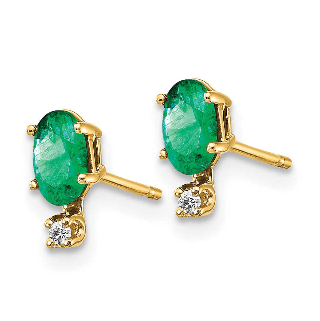 14k Diamond & Emerald Birthstone Earrings-XBE184