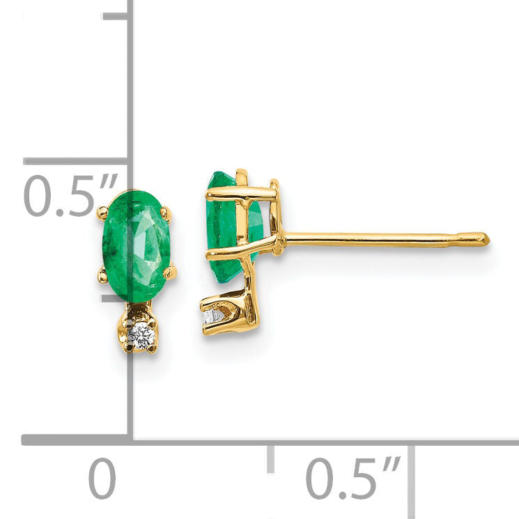 14k Diamond & Emerald Birthstone Earrings-XBE184