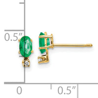 14k Diamond & Emerald Birthstone Earrings-XBE184