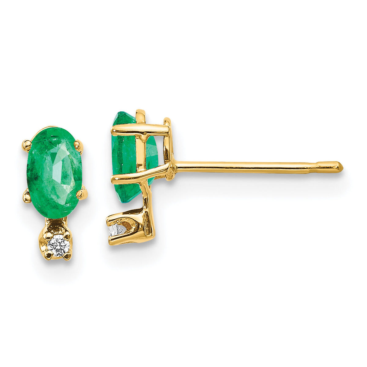 14k Diamond & Emerald Birthstone Earrings-XBE184