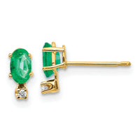 14k Diamond & Emerald Birthstone Earrings-XBE184