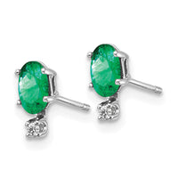 14K White Gold Diamond and Emerald Birthstone Earrings-XBE184W