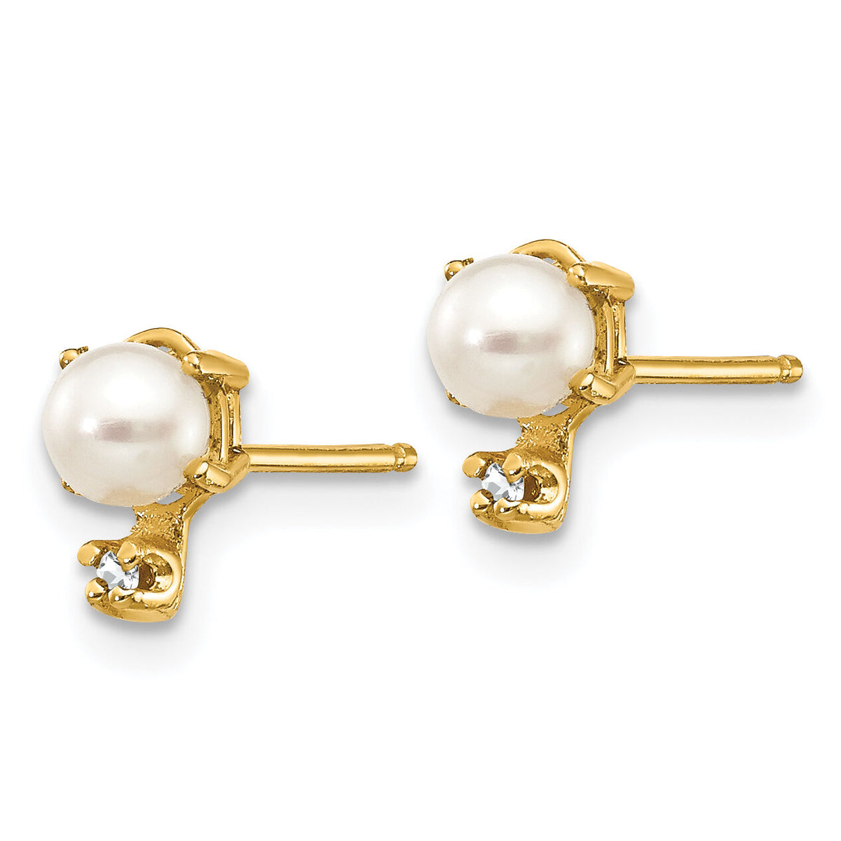 14k Diamond & FW Cultured Pearl Birthstone Earrings-XBE185