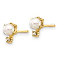 14k Diamond & FW Cultured Pearl Birthstone Earrings-XBE185